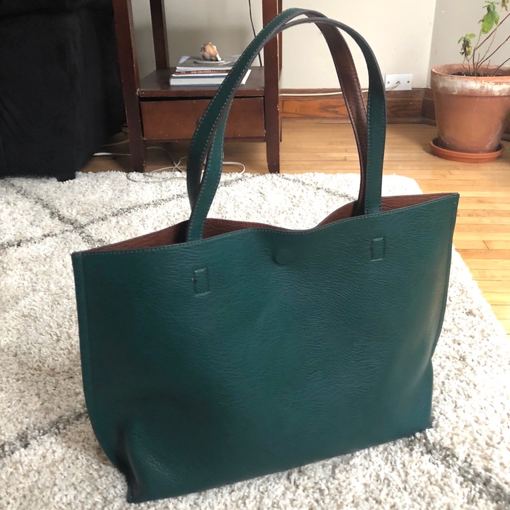Reversible Tote Bag - Green and Brown